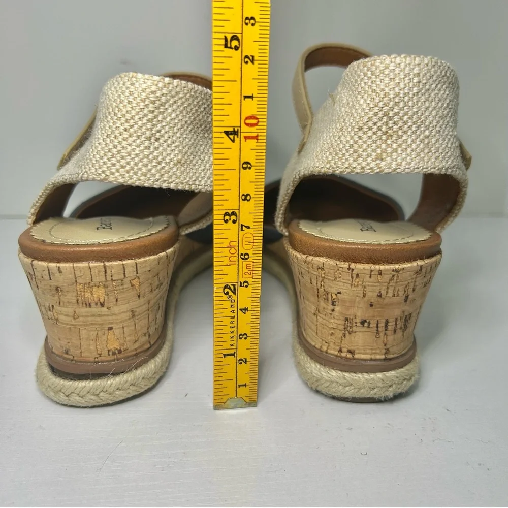 BareTraps Ocean Blue & Tan Espadrille Wedge Easy Sandals Size 7